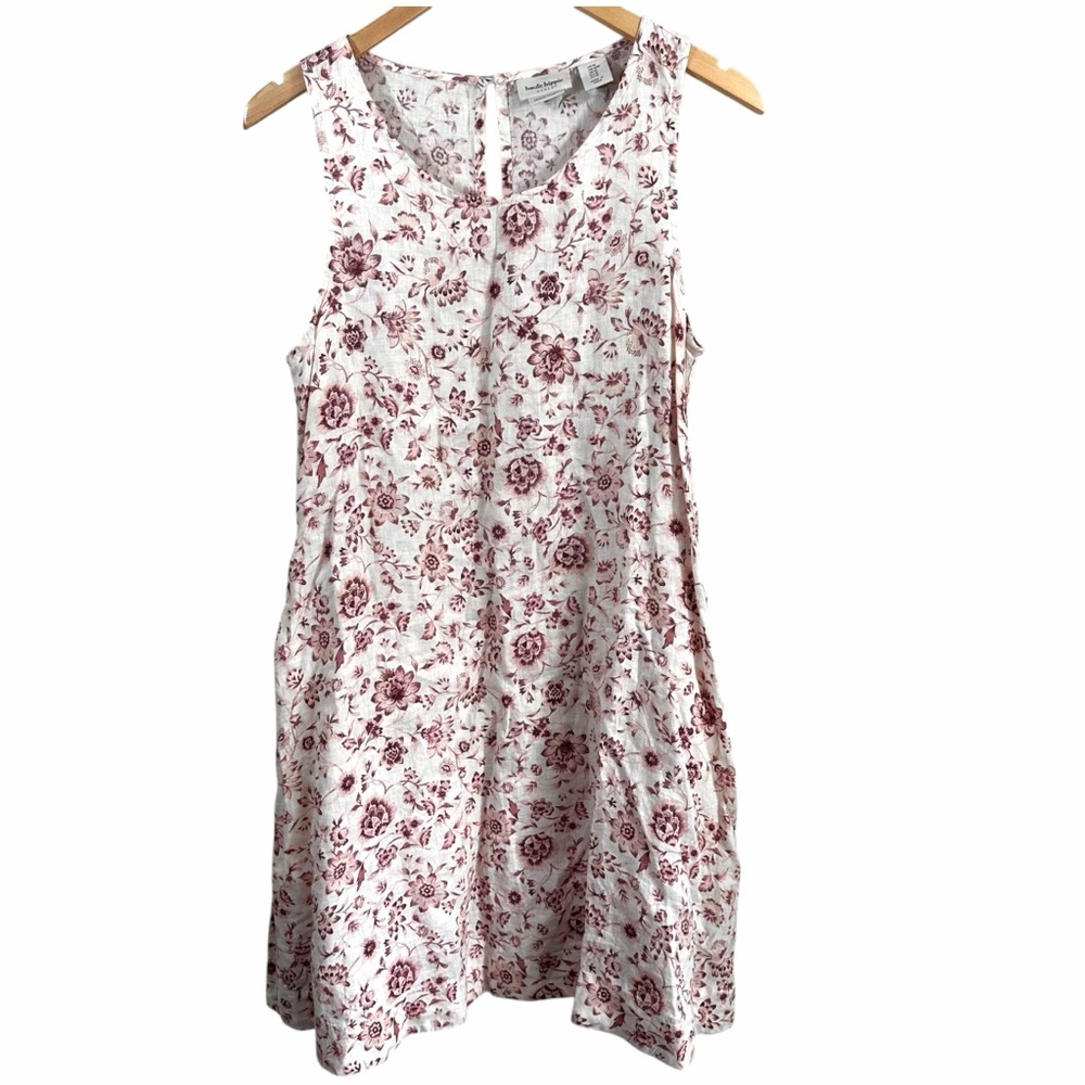 Haute Hippie Womens Sleeveless Pink Linen Floral Print Mini Dress Size Medium